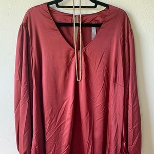 Melissa McCarthy Rust Satin balloon sleeve top